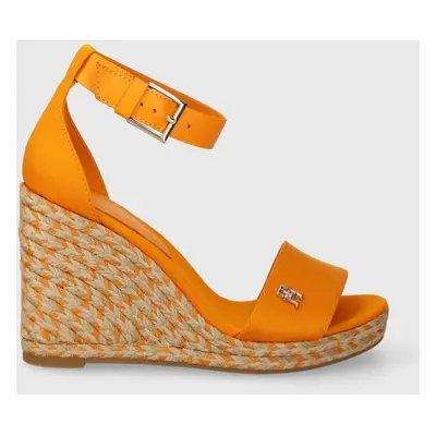 Sandály Tommy Hilfiger COLORFUL HIGH WEDGE SATIN SANDAL žlutá barva, FW0FW07914