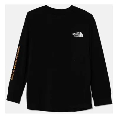 Dětské bavlněné tričko s dlouhým rukávem The North Face VARSITGRAPHIC OVERSIZE L/S TEE černá bar