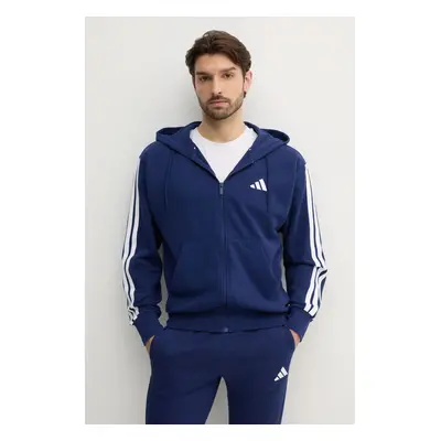 Mikina adidas Essentials pánská, tmavomodrá barva, s kapucí, vzorovaná, JE6341