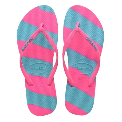 Žabky Havaianas SLIM COLOR FUN dámské, růžová barva, na plochém podpatku, 4149323-5569