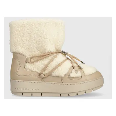 Sněhule Tommy Hilfiger TOMMY TEDDY SNOWBOOT béžová barva, FW0FW07505