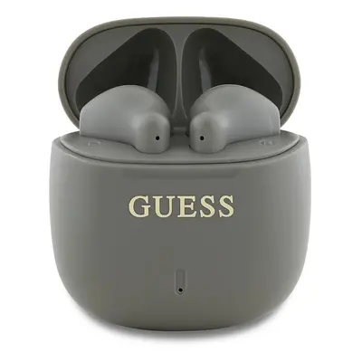 Bezdrátová sluchátka do uší Guess Printed Classic Logo šedá barva