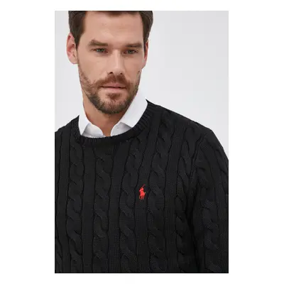 Bavlněný svetr Polo Ralph Lauren pánský, černá barva, hřejivý, 710775885012