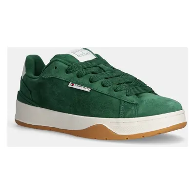 Semišové sneakers boty Tommy Jeans SKATER SNEAKER zelená barva, EM0EM01607