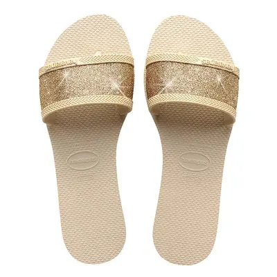 Pantofle Havaianas YOU ANGRA GLITTER dámské, béžová barva, 4148294.0121