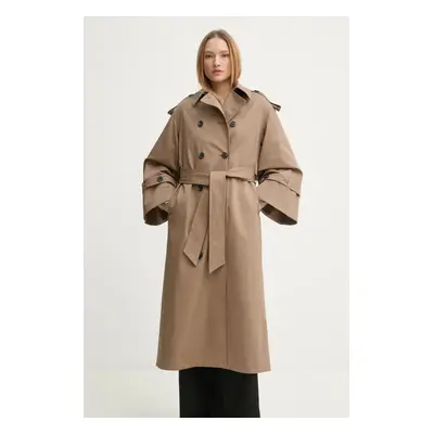 Trench kabát By Malene Birger ALAYA dámský, hnědá barva, přechodný, oversize, 103331