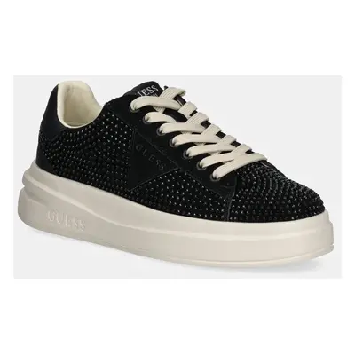 Kožené sneakers boty Guess ELBINA černá barva, FLPELB SUE12