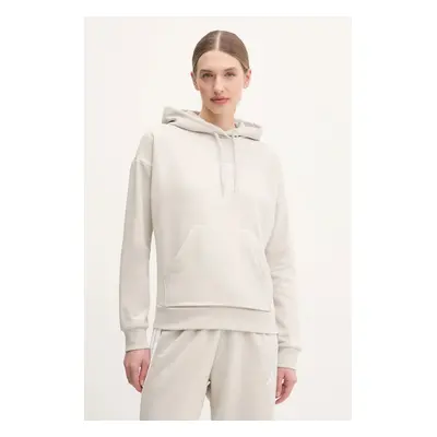 Mikina adidas Essentials Linear dámská, béžová barva, s kapucí, hladká, JG8652