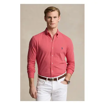 Bavlněná košile Polo Ralph Lauren černá barva, regular, s límečkem button-down, 710654408