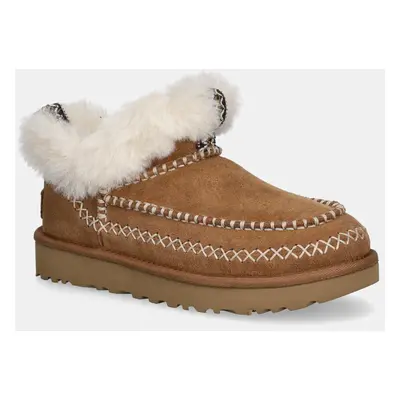 Semišové sněhule UGG Classic Ultra Mini Alpine hnědá barva, 1158224-CHE