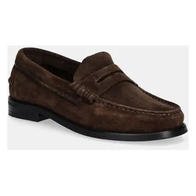 Semišové mokasíny Tommy Hilfiger CLASSIC HILFIGER SUEDE LOAFER pánské, hnědá barva, FM0FM05363