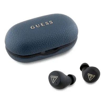 Bezdrátová sluchátka do uší Guess Grained Classic Logo modrá barva