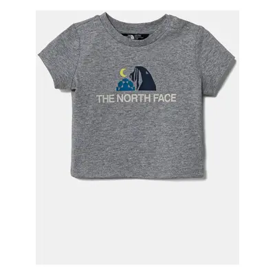 Bavlněné dětské tričko The North Face BABY GRAPHIC S/S TEE šedá barva, s potiskem, NF0A8AXDDYX1