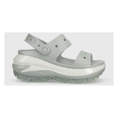 Pantofle Crocs Classic Mega Crush Sandal dámské, šedá barva, na platformě, 207989, 207989.007-00