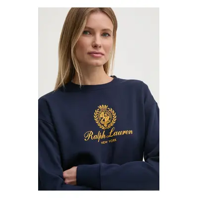 Mikina Polo Ralph Lauren dámská, tmavomodrá barva, s potiskem, 211959888