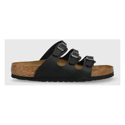 Kožené pantofle Birkenstock Florida dámské, černá barva, 1011445