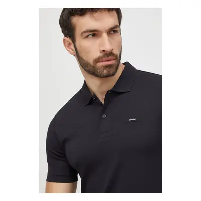 Bavlněné polo tričko Calvin Klein černá barva, K10K111657