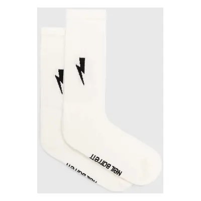 Ponožky Neil Barrett Bolt Cotton Skate Socks pánské, bílá barva, MY77116A-Y9400-526N