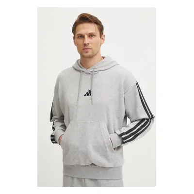 Mikina adidas Essentials pánská, šedá barva, s kapucí, s aplikací, JD1871