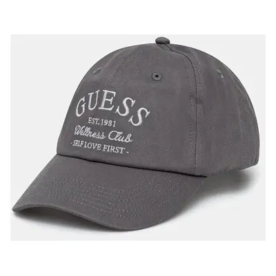 Bavlněná baseballová čepice Guess LUREX šedá barva, s aplikací, V5RZ03 WFKN0