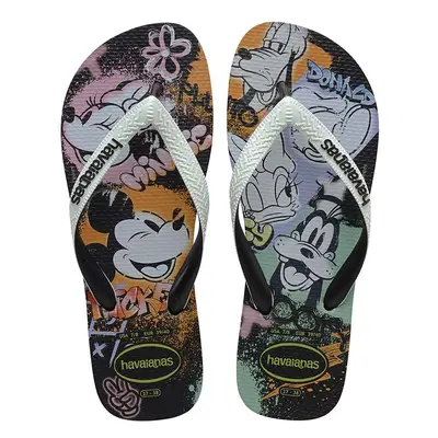 Žabky Havaianas DISNEY STYLISH dámské, černá barva, na plochém podpatku, 4123500.4747