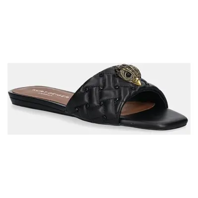 Kožené pantofle Kurt Geiger London Kensington Flat Sandal dámské, černá barva, 8496109109