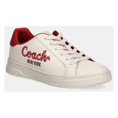 Kožené sneakers boty Coach High Line béžová barva, CZ360