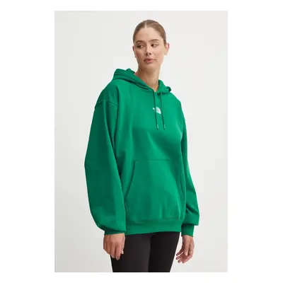 Mikina The North Face Essential Hoodie dámská, zelená barva, s kapucí, hladká, NF0A89ENNL11