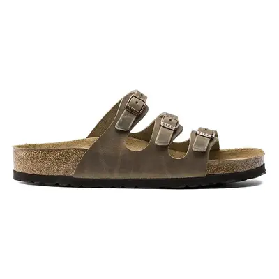 Kožené pantofle Birkenstock Florida SFB dámské, zelená barva, 1011432