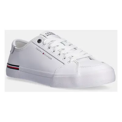 Kožené sneakers boty Tommy Hilfiger CORE CORPORATE VULC LEATHER bílá barva, FM0FM05399