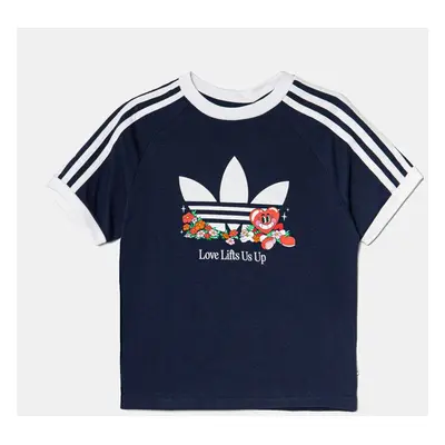 Dětské bavlněné tričko adidas Originals tmavomodrá barva, s potiskem, JD0389