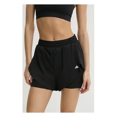 Tréninkové šortky adidas Performance Aeroready černá barva, hladké, high waist, IQ2655