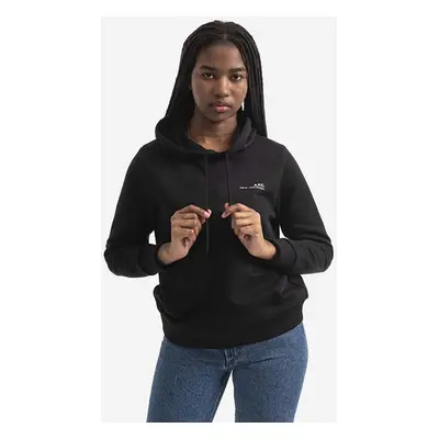 Bavlněná mikina A.P.C. Hoodie Item F COEAS-F27674 BLACK dámská, černá barva, s kapucí, hladká