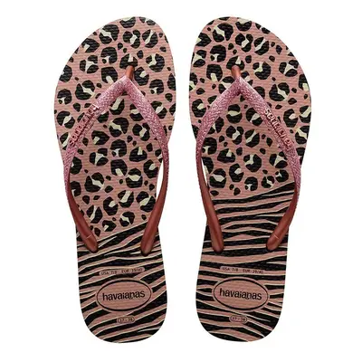 Žabky Havaianas SLIM ANIMALS dámské, černá barva, na plochém podpatku, 4147964.1924