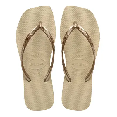 Žabky Havaianas SQUARE dámské, zlatá barva, na plochém podpatku, 4148301-0154