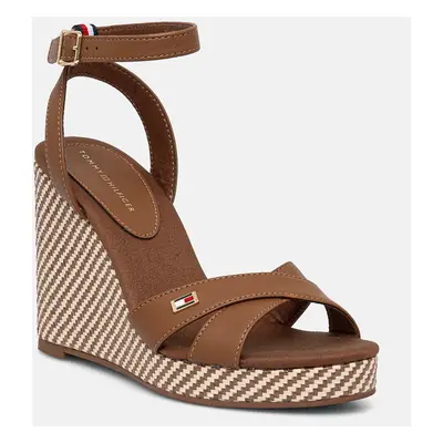 Sandály Tommy Hilfiger IM RAFFIA SANDAL hnědá barva, FW0FW08224