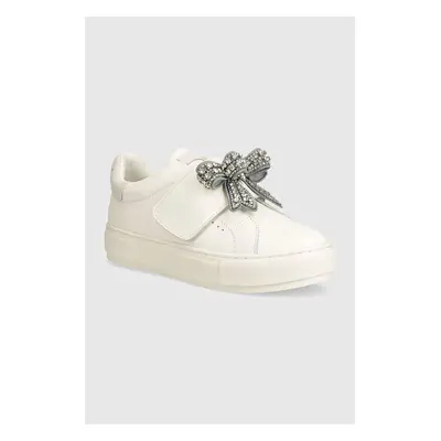 Kožené sneakers boty Kurt Geiger London Laney Bow bílá barva, 31567109