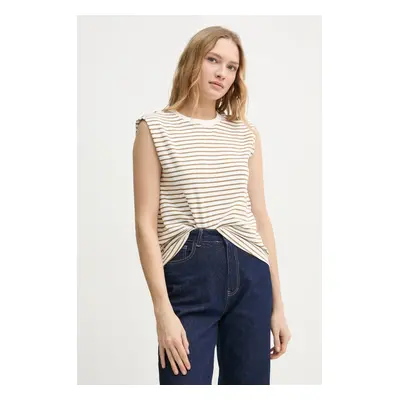 Bavlněný top G-Star Raw béžová barva, D26073-D979