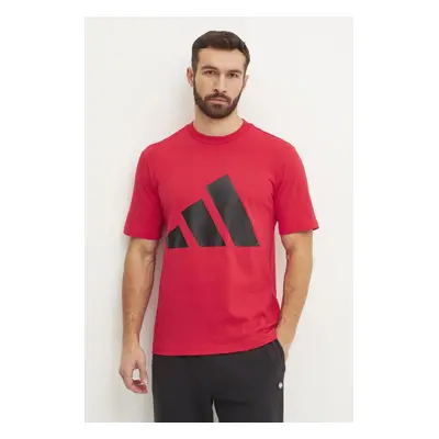 Bavlněné tričko adidas Essentials červená barva, s potiskem, JE8934