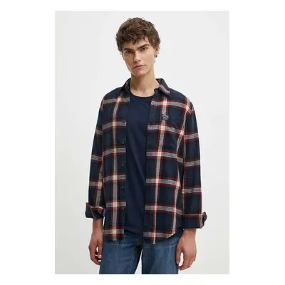 Bavlněná košile Superdry tmavomodrá barva, regular, s klasickým límcem, M4010727A-C1P