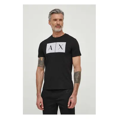 Bavlněné tričko Armani Exchange černá barva, s potiskem, 8NZTCK Z8H4Z