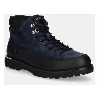 Boty Tommy Hilfiger CORPORATE OUTDOOR NUBUCK BOOT pánské, tmavomodrá barva, FM0FM05190