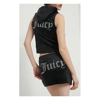 Velurová sukně Juicy Couture černá barva, mini