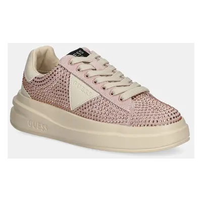 Kožené sneakers boty Guess ELBINA růžová barva, FLPELB SUE12