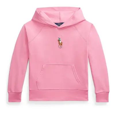 Dětská mikina Polo Ralph Lauren růžová barva, s kapucí, hladká, 313965121001