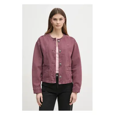 Džínová bunda Pepe Jeans DAENA BERRY dámská, růžová barva, přechodná, oversize, PL402525