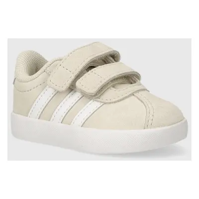 Dětské kožené sneakers boty adidas VL COURT 3.0 CF I béžová barva