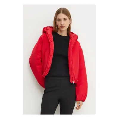 Bunda Twinset dámská, červená barva, zimní, oversize, 242AP2410