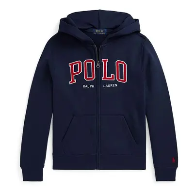 Dětská mikina Polo Ralph Lauren tmavomodrá barva, s kapucí, s potiskem, 323950835001