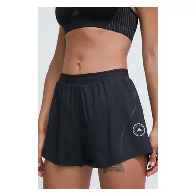 Běžecké šortky adidas by Stella McCartney TruePace černá barva, s potiskem, high waist, IT9728